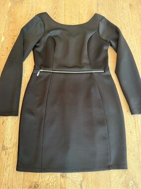 CeCe Black Long-Sleeve Sheath Dress with Waist Zip
